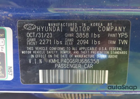 2024 Hyundai Elantra Limited from USA, damaged, VIN KMHLP4DG6RU686358